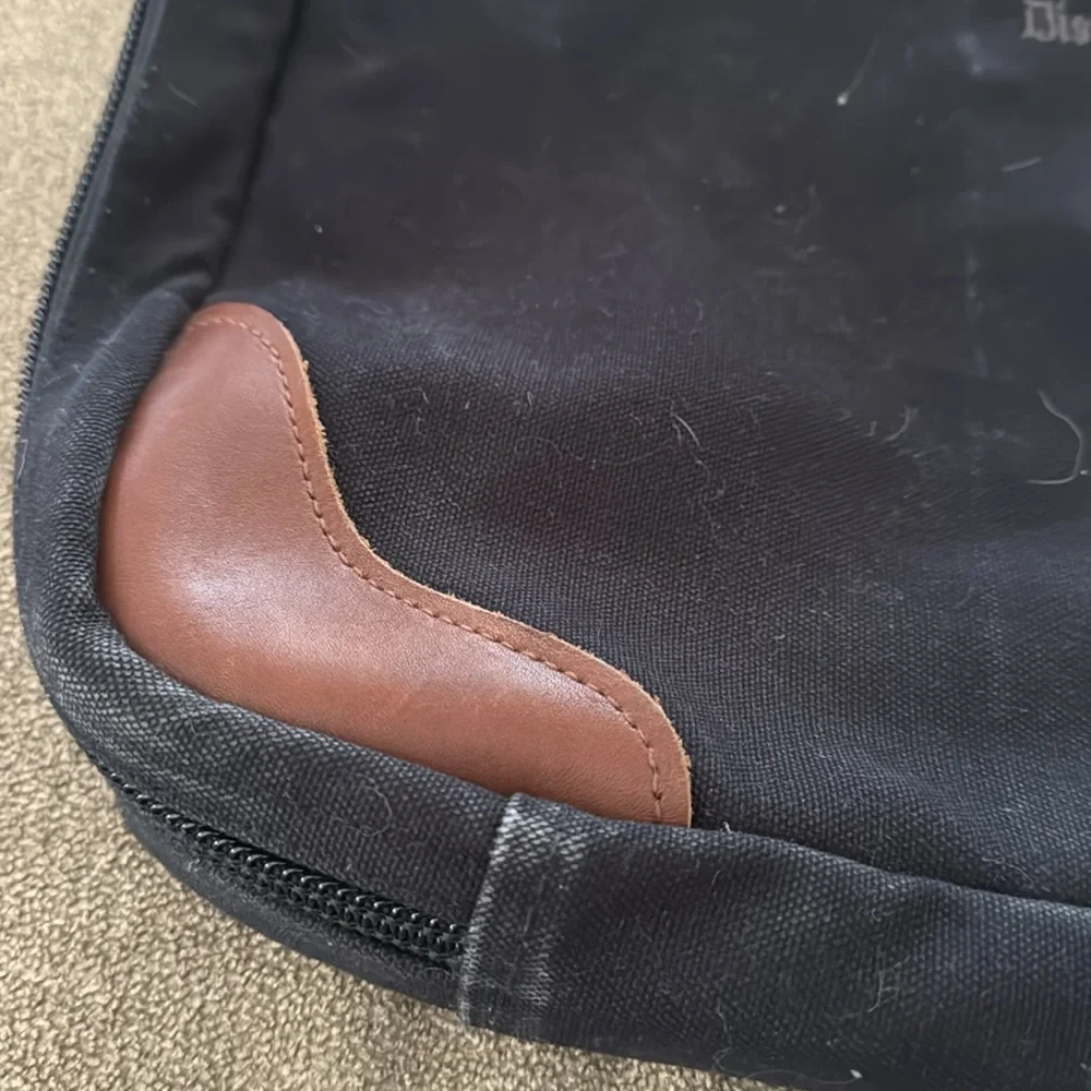 Lands End Vintage Messenger Travel Computer Laptop Bag Black Canvas (TD)